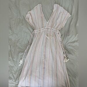 Striped V-Neck maxi Dress swimsuit cover up